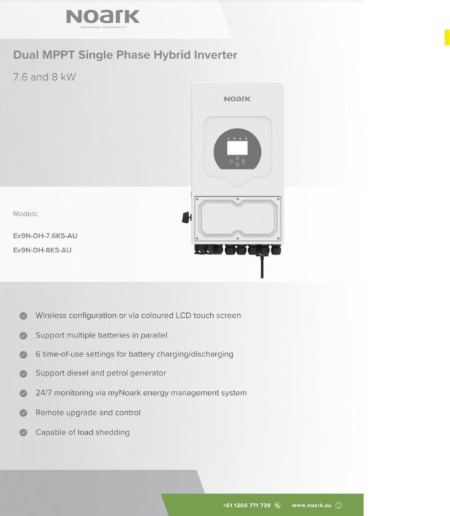 Noark Dual MPPT Single Phase Hybrid Inverter