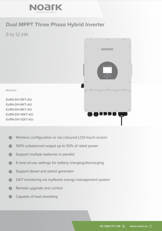 Noark Dual MPPT Three Phase Hybrid Inverter